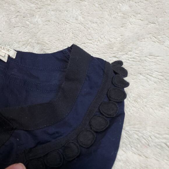 J. Crew Navy Blue Black Long Sleeve Cotton‎ Bungalow Bohemian Tunic Top Blouse M - Picture 2 of 6